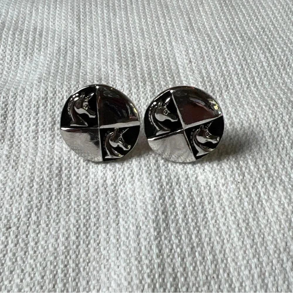 1960's-70's Unsigned UNISEX Silver Tone UNICORN CUFF LINKS